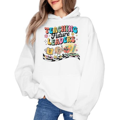 Retro Teaching Future Leaders Groovy Teacher Back To School Women's Hoodie - teacherstshirts.com AU