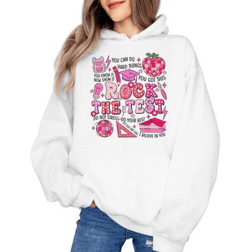 Rock The Test Testing Day Don't Stress Do Your Best Teacher For Men Women Girls Kids Women's Hoodie - teacherstshirts.com DE
