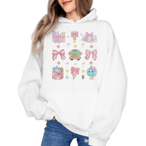 School Pencils And Bows Teacher Bow Coquette Pencil Girls Women's Hoodie - teacherstshirts.com