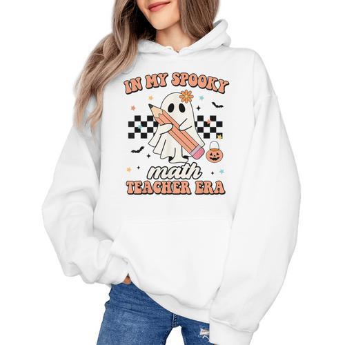 In My Spooky Math Teacher Era Groovy Retro Halloween Costume For Men Women Women's Hoodie - teacherstshirts.com