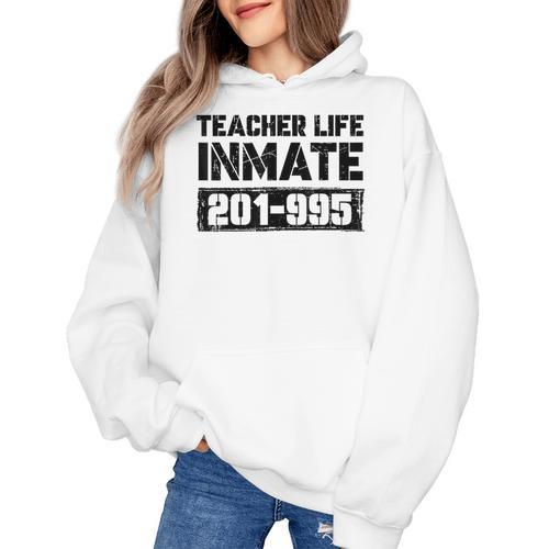 Teacher Life Jail Inmate Prisoner Halloween Costume Women's Hoodie - teacherstshirts.com UK
