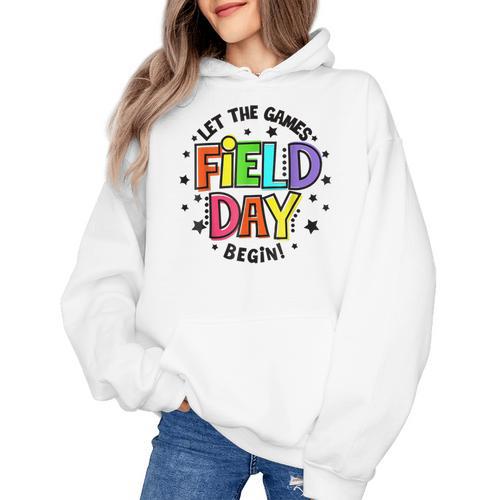 Teacher Student Field Day Let The Games Begin Field Day Women's Hoodie - teacherstshirts.com CA