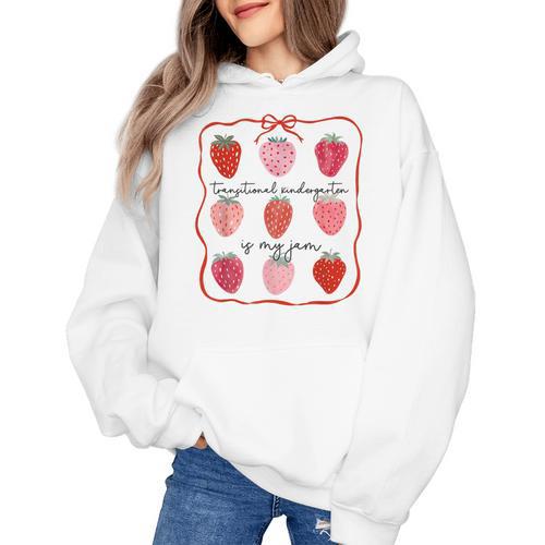 Transitional Kindergarten Is My Jam Strawberry TK Teacher Women's Hoodie - teacherstshirts.com UK