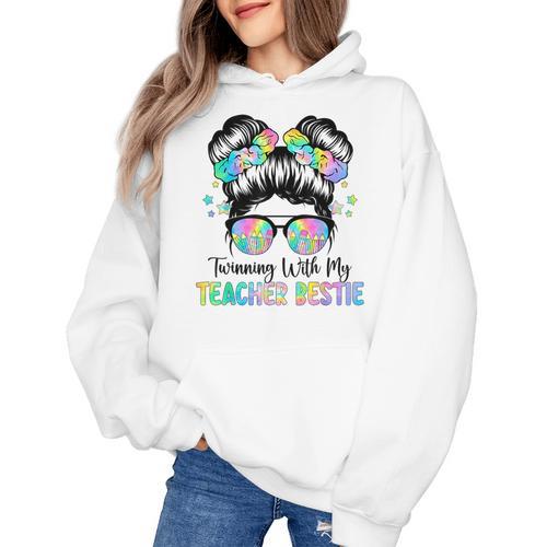 Twin Day Friends Teacher Twinning With My Bestie Women's Hoodie - teacherstshirts.com AU