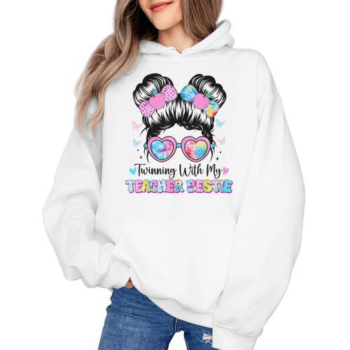 Twinning With My Teacher Bestie Twin Day Friends Teacher Women's Hoodie - teacherstshirts.com UK