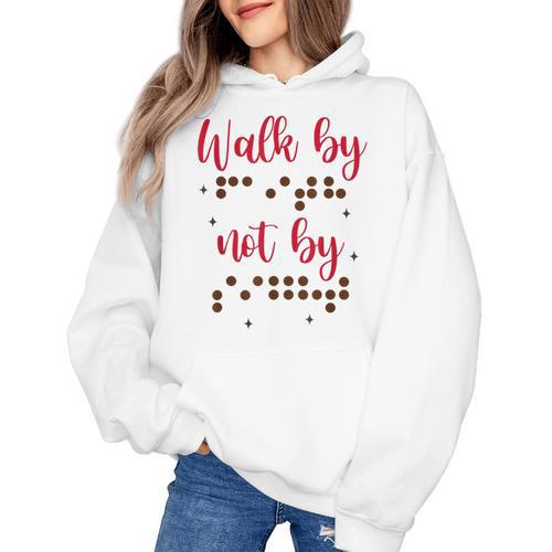 Visually Impaired Teacher Braille Bible Verse Walk By Faith Women's Hoodie - teacherstshirts.com DE