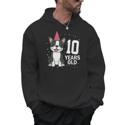 10 Years Old Birthday Boston Terrier Dog Lover 10th Party For Men Women Kids Men Hoodie - Bostonterriersmerch.com UK
