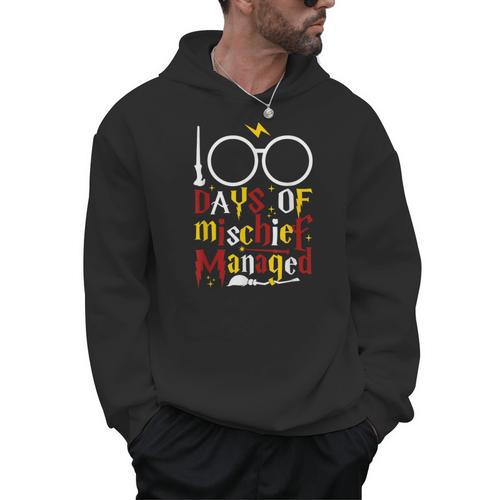 100 Days Of Mischief Managed Teacher Kid 100th Day Of School Men Hoodie - teacherstshirts.com UK