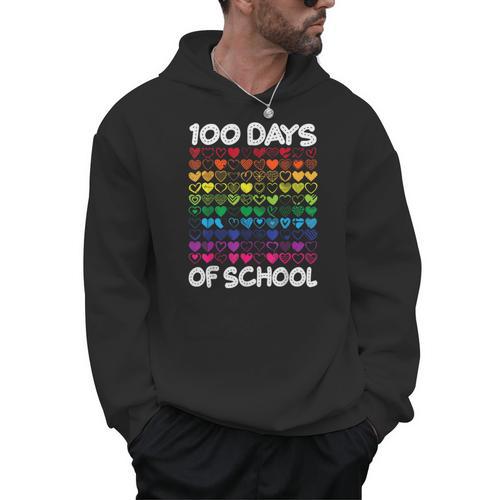 100 Days Of School Heart Love Teacher Or Student 100th Day Men Hoodie - teacherstshirts.com AU