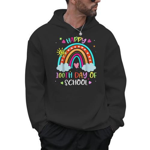 100th Day Of School Rainbow Happy 100 Days Smarter Teacher Men Hoodie - teacherstshirts.com