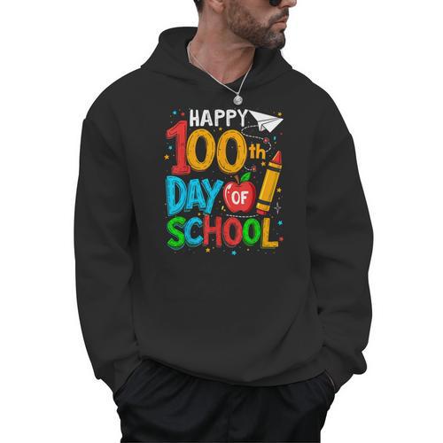 100th Day Of School Teachers Kids Happy 100 Days Men Hoodie - teacherstshirts.com AU