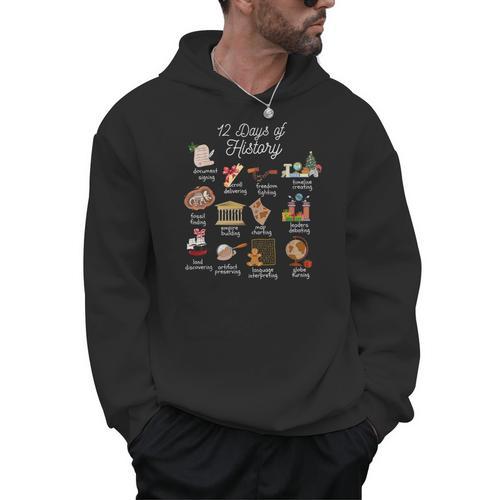 12 Day Of History Teacher Christmas Social Studies Student Men Hoodie - teacherstshirts.com UK
