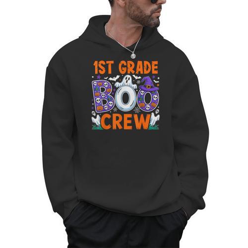 1st Grade Boo Crew First Grade Teacher Kids Happy Halloween Men Hoodie - teacherstshirts.com AU