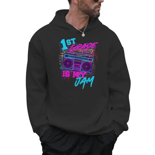 1st Grade Is My Jam Vintage 80s 80's Teacher Student Retro Men Hoodie - teacherstshirts.com DE