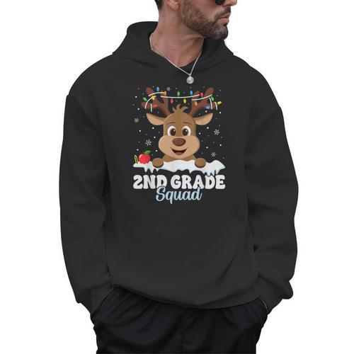 2nd Grade Teacher Christmas Second Grade Squad Reindeer Xmas For Men Women Kids Men Hoodie - teacherstshirts.com