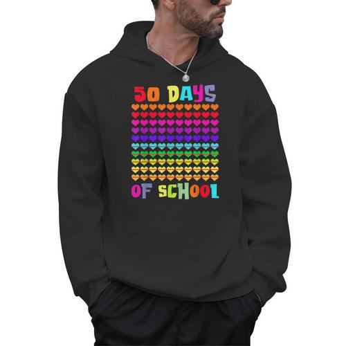 50 Days Of School Hearts Teacher Happy 50th Day Of School Men Hoodie - teacherstshirts.com
