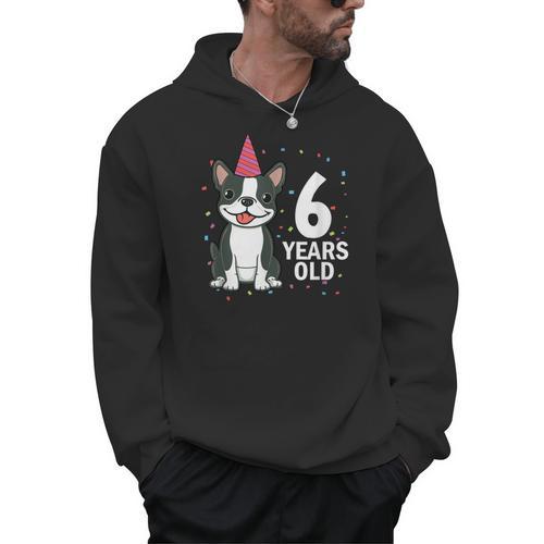 6 Years Old Birthday Boston Terrier Dog Lover 6th Party Kid Men Hoodie - Bostonterriersmerch.com CA