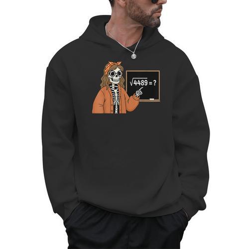 67 Math Teacher Skeleton Halloween Root 4489 Messy Bun Women Men Hoodie - teacherstshirts.com CA