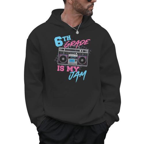 6th Grade Is My Jam Vintage 80s Boombox Teacher Student Men Hoodie - teacherstshirts.com AU