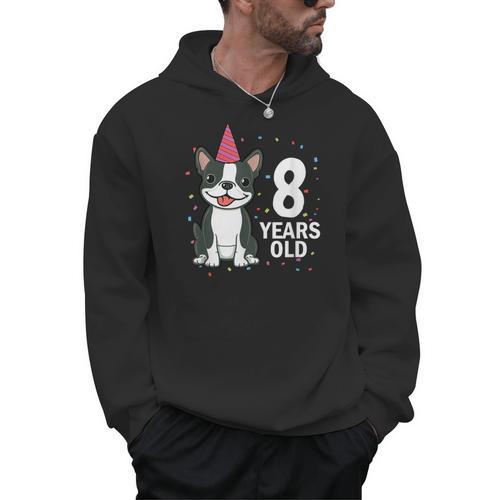 8 Years Old Birthday Boston Terrier Dog Lover 8th Party Kid Men Hoodie - Bostonterriersmerch.com UK