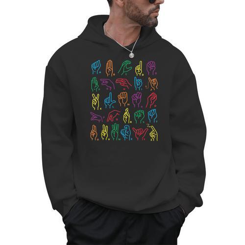 ABC Sign Language Chart Teacher Hand Letter Alphabet ASL Men Hoodie - teacherstshirts.com AU