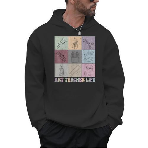 Art Teacher Life Retro Groovy Teaching Future Artists Men Hoodie - teacherstshirts.com AU
