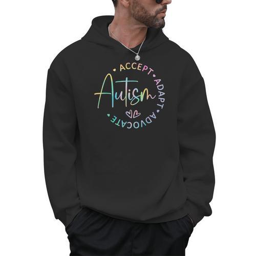 Autism Awareness Accept Adapt Advocate Autism Mom Teacher Men Hoodie - teacherstshirts.com DE