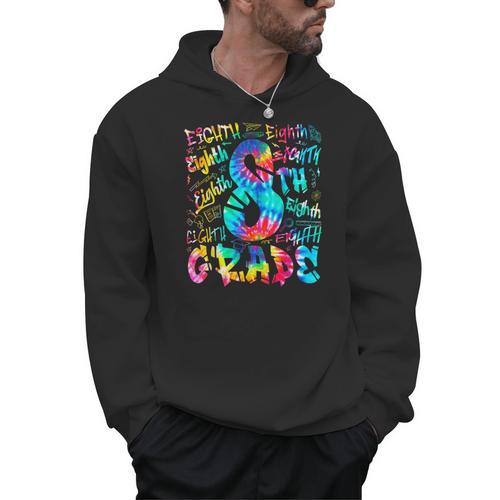 Back To School Eighth 8th Grade Tie Dye Typography Teacher Men Hoodie - teacherstshirts.com