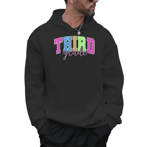 Back To School Neon Checkered Third Grade Colorful Teacher Men Hoodie - teacherstshirts.com DE