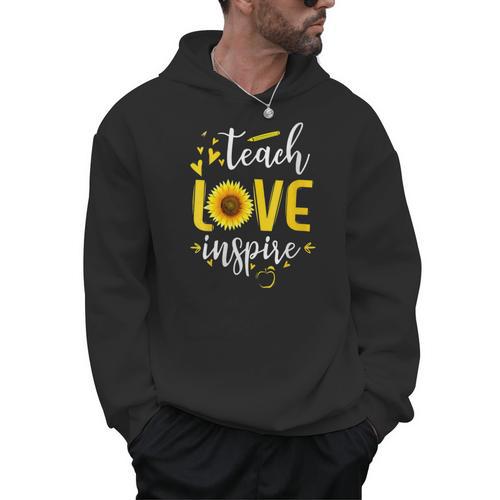 Back To School Teach Love And Inspire Teacher Sunflower Men Hoodie - teacherstshirts.com UK