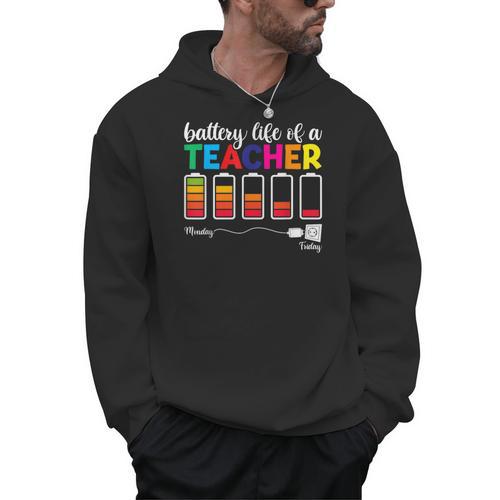 Battery Life Of a Teacher Shirt Thanksgiving Teacher Men Hoodie - teacherstshirts.com DE