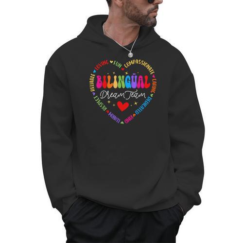 Bilingues Dream Team Dual Language Bilingual Crew Teacher Men Hoodie - teacherstshirts.com DE