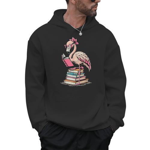 Book Lover Cute Flamingo Reading Teacher Librarian Women Men Hoodie - teacherstshirts.com