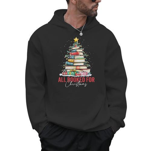 All Booked For Christmas Xmas Tree Teacher Holiday Pajamas Men Hoodie - teacherstshirts.com UK