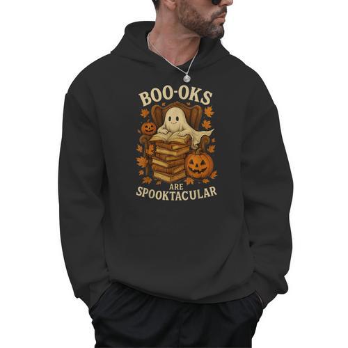 Books Are Spooktacular Ghost Book Reading Halloween Teachers Men Hoodie - teacherstshirts.com AU