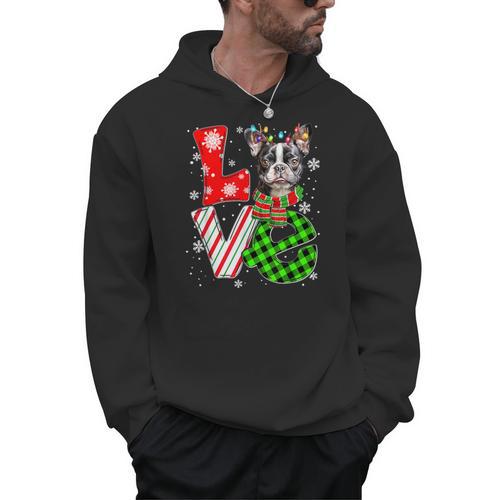 Boston Terrier Christmas Tree Lights Santa Dog Xmas For Men Women Kids Men Hoodie - Bostonterriersmerch.com