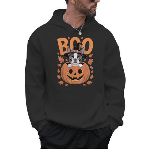 Boston Terrier Costume On Pumpkin Halloween Boston Terrier Men Hoodie - Bostonterriersmerch.com