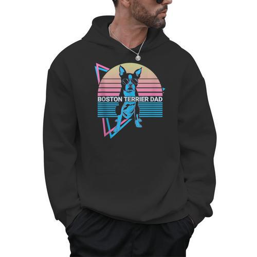 Boston Terrier Dad Retro Men Hoodie - Bostonterriersmerch.com