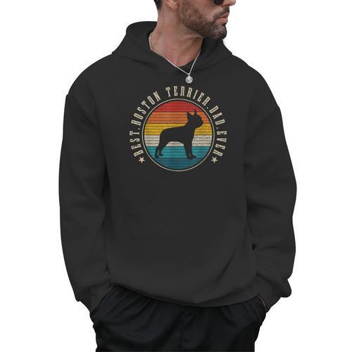 Boston Terrier Dad Retro Vintage Dog Bostie Dad Men Men Hoodie - Bostonterriersmerch.com