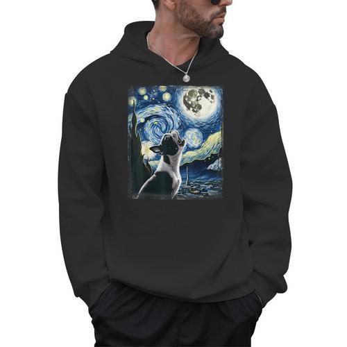Boston Terrier Dog Art Van Gogh Starry Night Boston Terrier Men Hoodie - Bostonterriersmerch.com