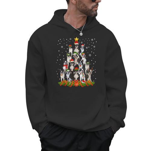 Boston Terrier Dog Christmas Tree Santa Hat Xmas Pajama Men Women Kids Men Hoodie - Bostonterriersmerch.com