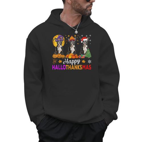 Boston Terrier Dog Halloween Christmas Hallothanksmas Men Women Kids Men Hoodie - Bostonterriersmerch.com