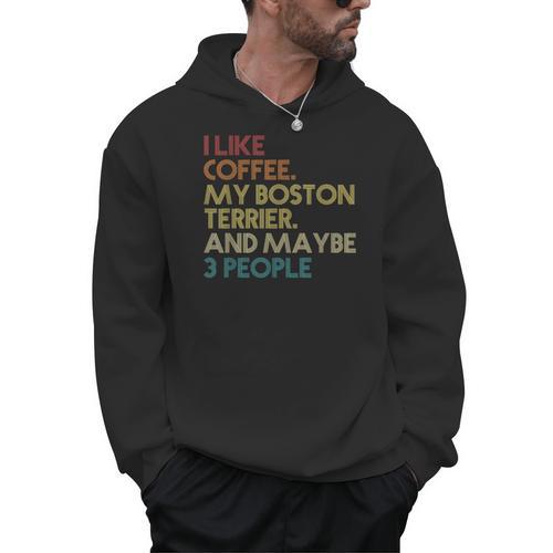 Boston Terrier Dog Owner Coffee Lovers Quote Vintage Retro For Men Women Men Hoodie - Bostonterriersmerch.com CA