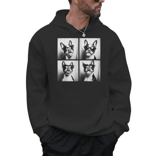 Boston Terrier Dogs With Sunglasses Photo Pets Meme Men Hoodie - Bostonterriersmerch.com