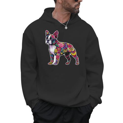 Boston Terrier Floral Dog Lover Vintage Distressed For Men Women Kids Men Hoodie - Bostonterriersmerch.com CA