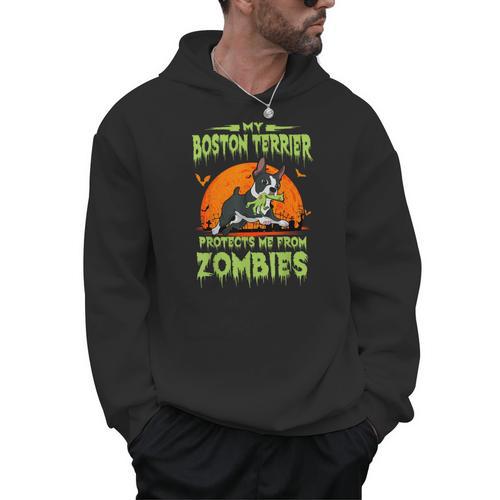Boston Terrier Halloween Zombie American Gentleman Dog Lover Men Hoodie - Bostonterriersmerch.com AU