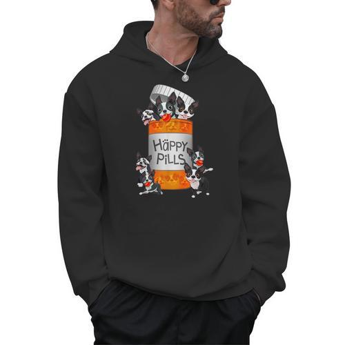 Boston Terrier Happy Pills T-Shirt Men Hoodie - Bostonterriersmerch.com