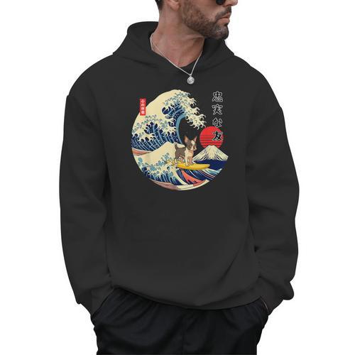 Boston Terrier Japanese Kanagawa Wave Surf Loyal Dog Men Women Kids Men Hoodie - Bostonterriersmerch.com