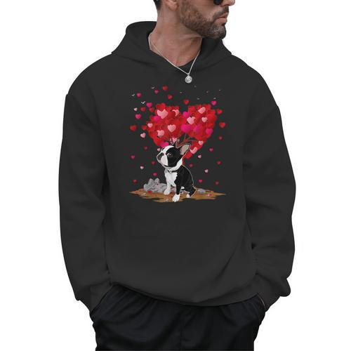 Boston Terrier Lover Heart Shape Boston Terrier Valentine Men Hoodie - Bostonterriersmerch.com UK