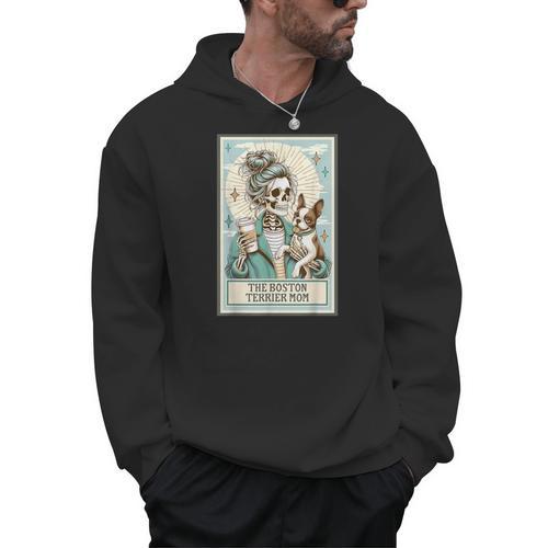 Boston Terrier Mom Skeleton Tarot Card Witch Vibes Dog Mom Men Hoodie - Bostonterriersmerch.com